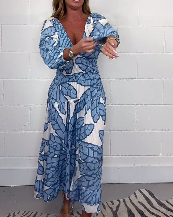 Lång klänning med V-ringad midja för kvinnor