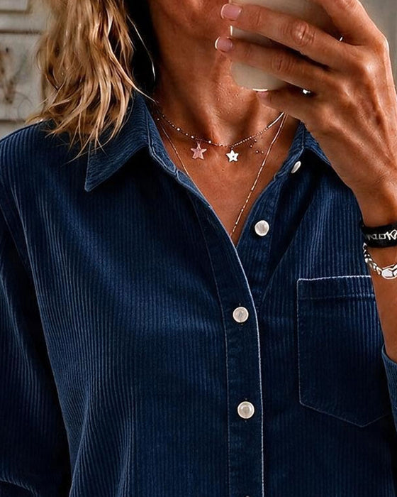 Blus Corduroy Asymmetrisk Fåll