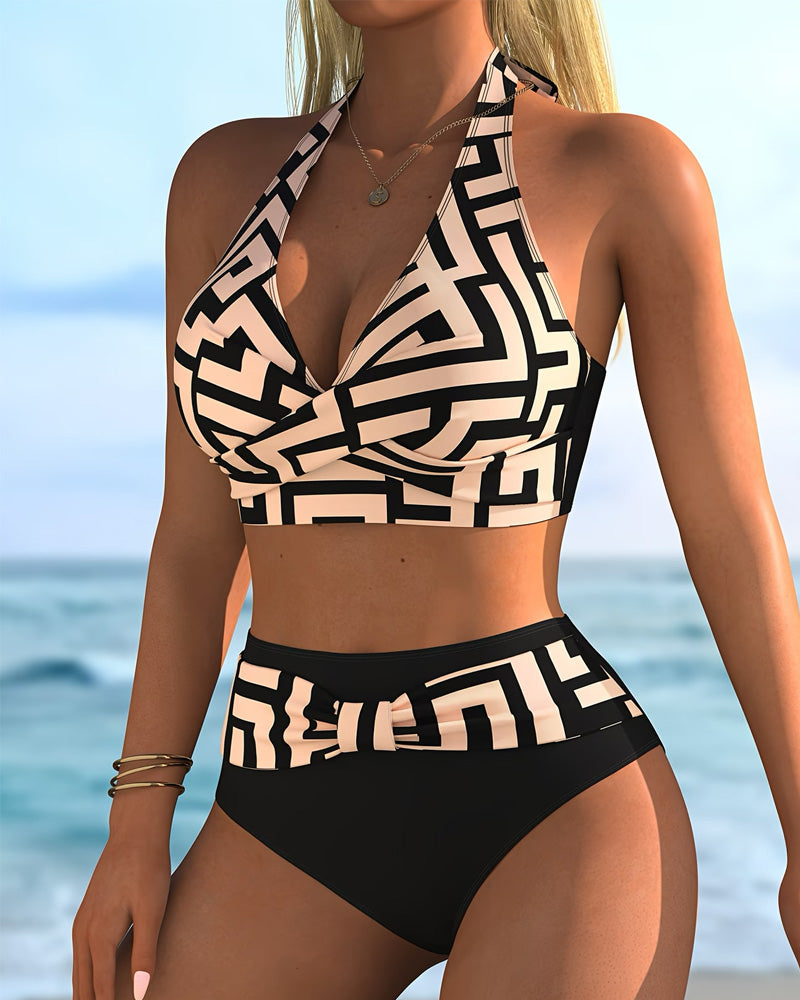 Bikini Semester Stil Halter Geometrisk