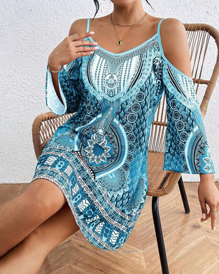 Klänning Strapless Off-the-shoulder Tryckt Shift