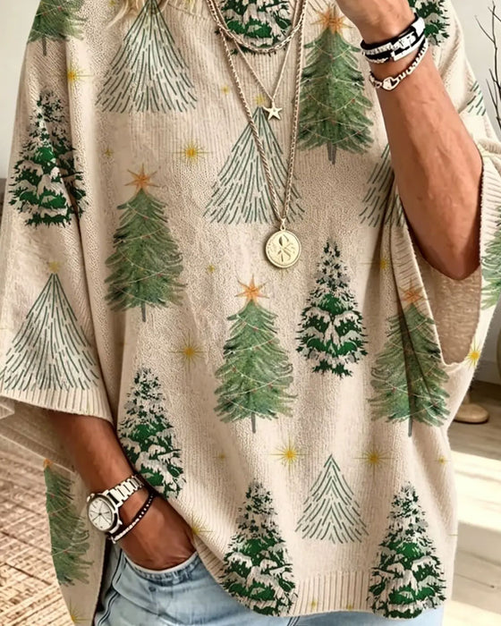 Pullover Halv Ärm Julgran Löst
