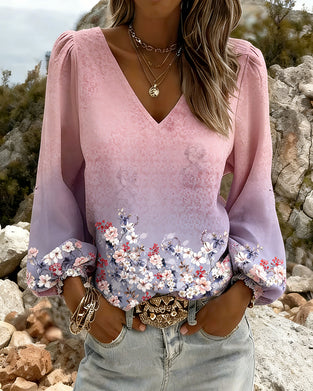 Topp Ballongärm V-ringning Gradient