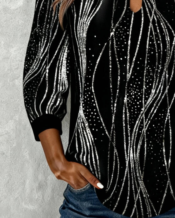 Modig Topp Med Linjetryck Och Urringning