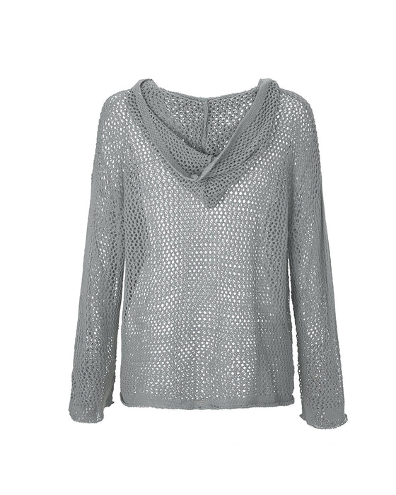 Damtoppar Virkad Hålig Med Huva Långärmad