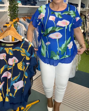 Blus Fladdermusärm Tryckt