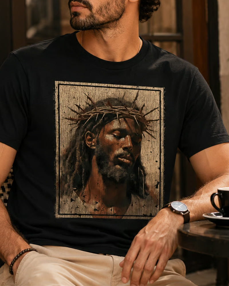 T-Shirt Herr Vintage Svart Tryck