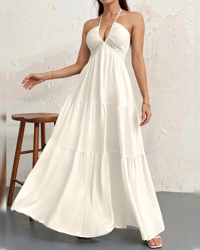 Klänning Mode Solid Halter