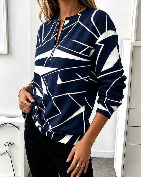 Sweatshirt Casual Dragkedja Lång Ärm