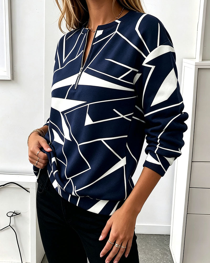 Sweatshirt Casual Dragkedja Lång Ärm