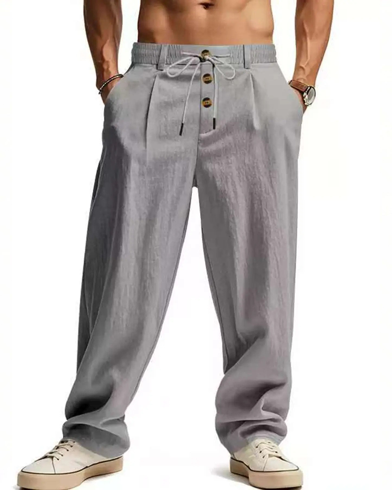 Byxor Casual Enfärgad Raka Ben