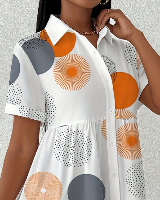 Klänning Polka Dot Tryck Skjorta