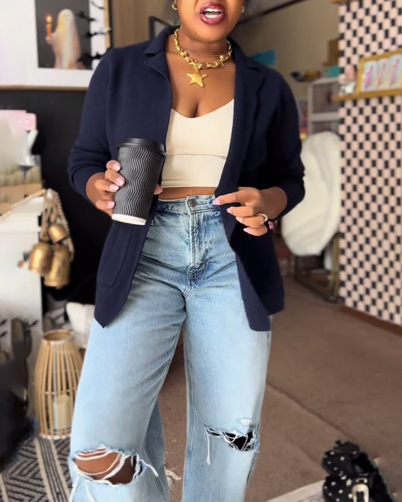 Kofta bekväm enfärgad ficka