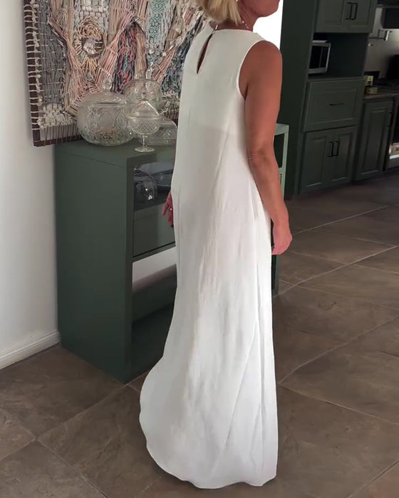 Klänning Ärmlös Lössittande Draperad Lång