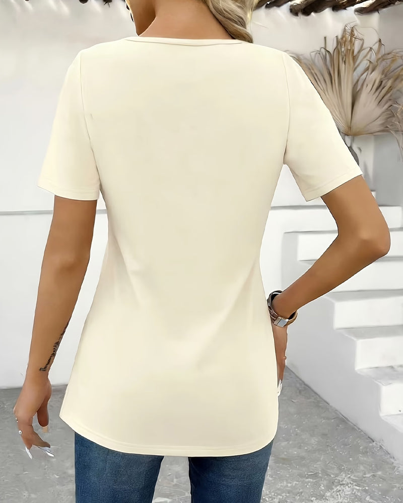 Blusar Spetspanel Kortärmad Pärlknapp