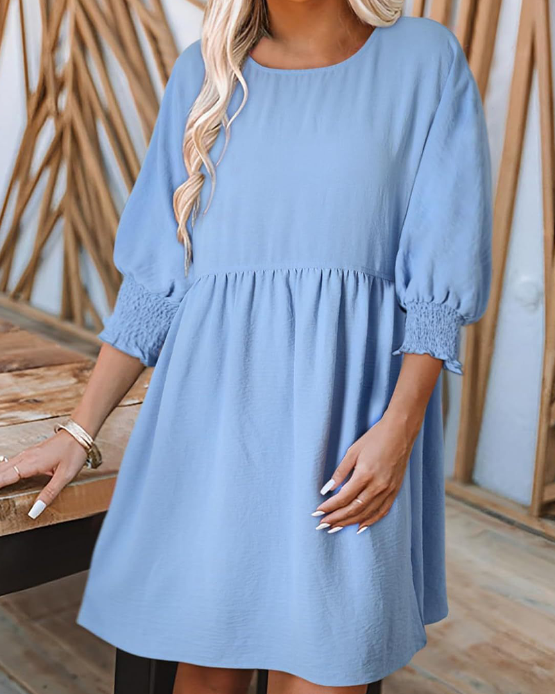 Klänning Dam Enfärgad Midjeknäppning