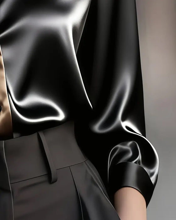 Skjorta Fashionabel Affärssatin Färgblock