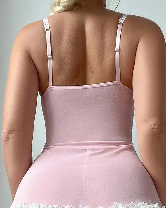 Lingerie Tryckt Genomskinlig Spets