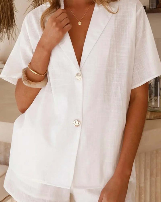 Set V-Neck Knäppt Casual