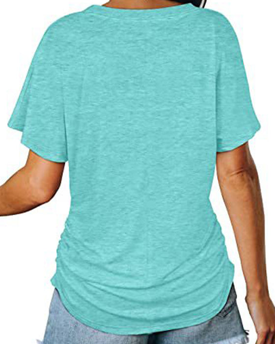 T-Shirt Veckad Enfärgad V-Ringning