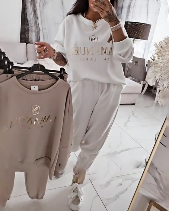 Set Sportig Casual Tryckt Tvådelad