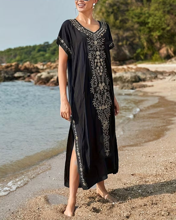 Klänning Etnisk Stil Retro Kortärmad