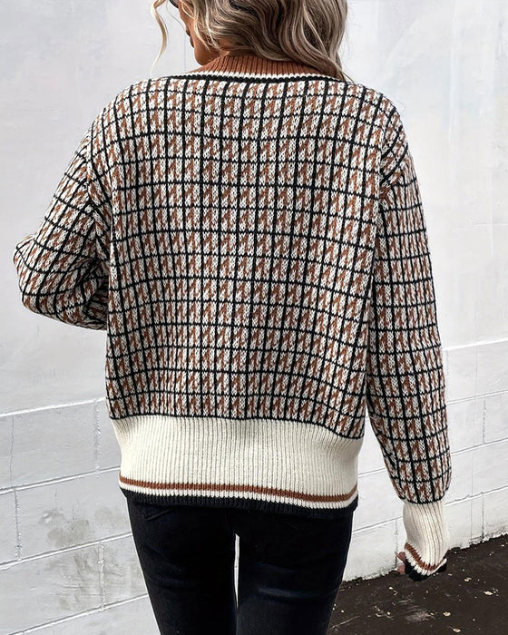 Cardigan Vintage Rutig Knapprad