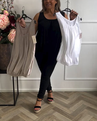 Linne Ärmlös Enfärgad Plisserad