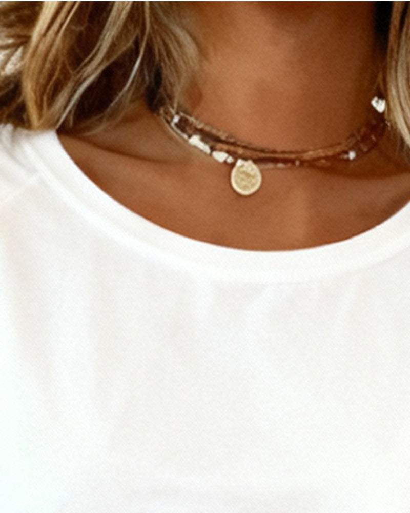 Topp 100% Bomull Crewneck Casual