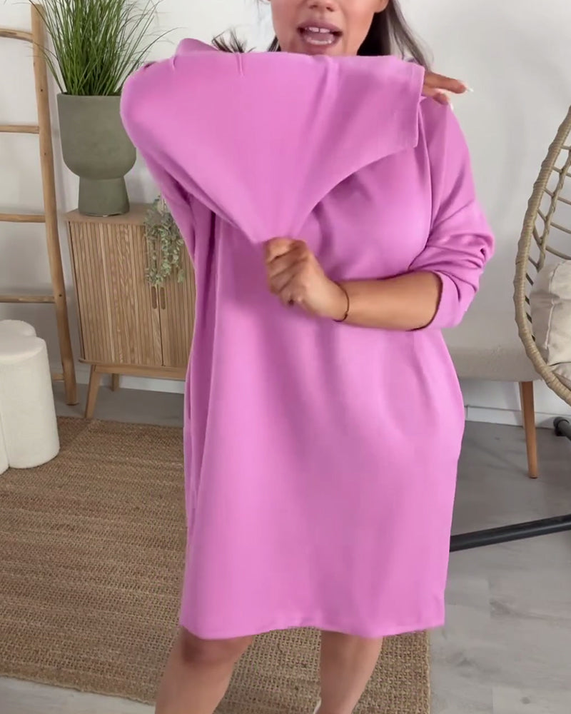 Klänning Hög Krage Lös Sweatshirt