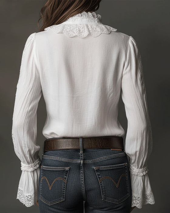 Blus Spets Volang Klocksärm