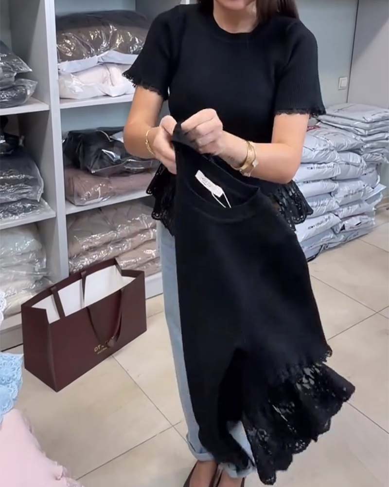 Topp Enfärgad Lappverk Ribbstickad