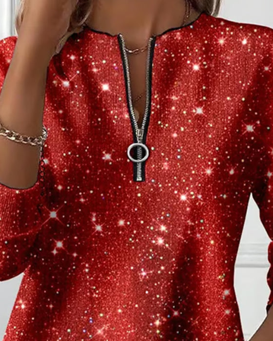 Casual Långärmad Sweatshirt Med Halvblix