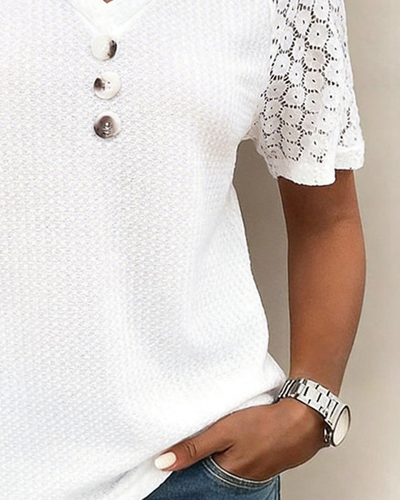 Spets Cutout Sammansatt Topp