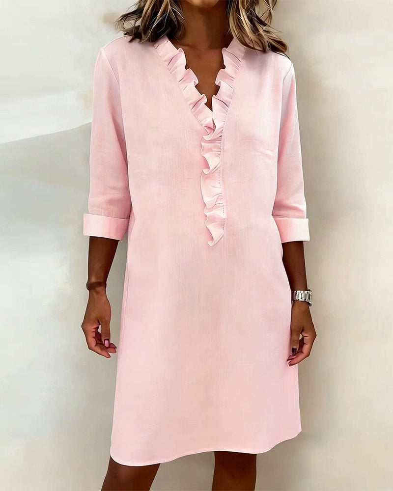 Klänning Ryschad V-Ringning Enfärgad