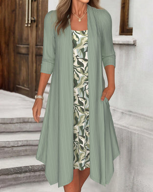 Klänning Oregelbunden Falsk Tvådelad Tryckt