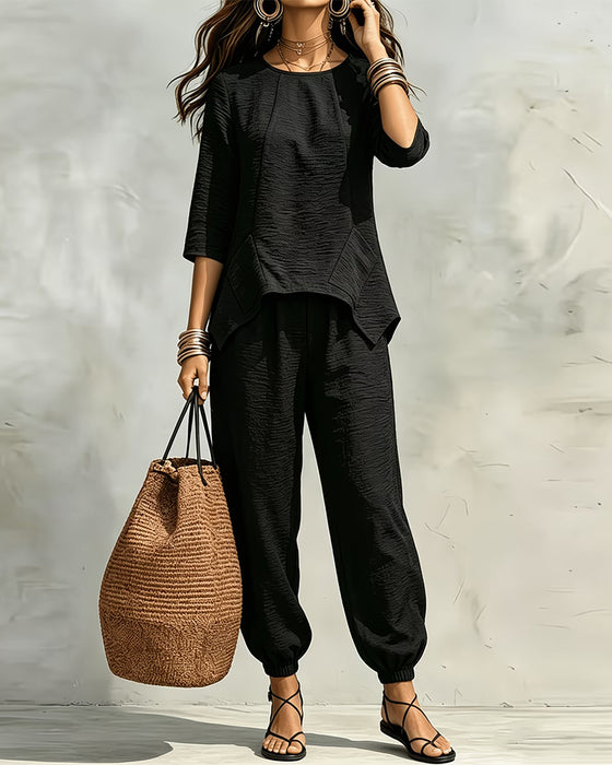 Set Irregular Blus Och Joggerbyxor