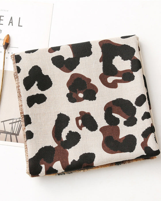Dam Halsduk Leopard Lapptäcke Print Fransar Schal