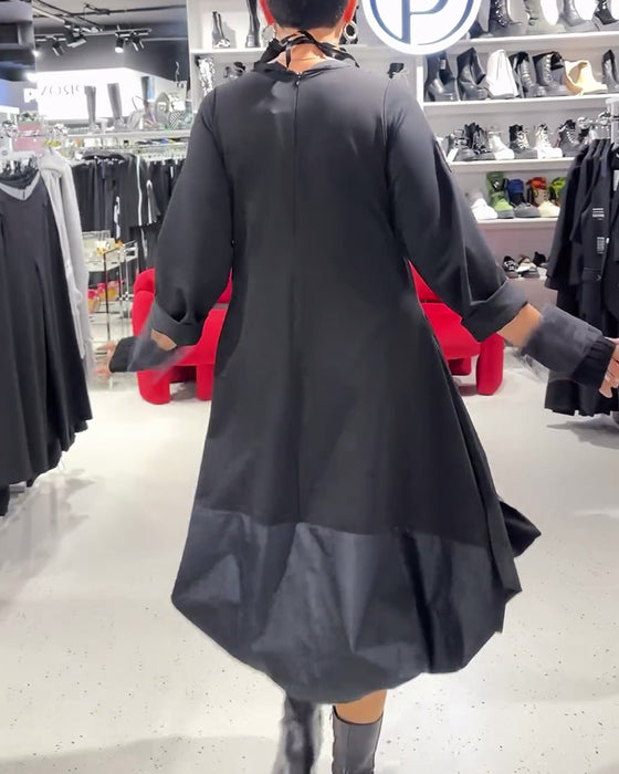 Klänning enfärgad fashionabla lapptäcke