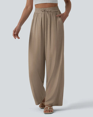Byxor Elastic Midja Bred Ben Knyt Casual