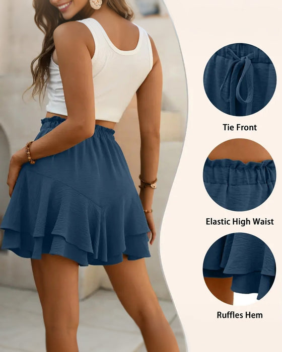 Shorts Dubbelt Lager Ruffle Dragsko