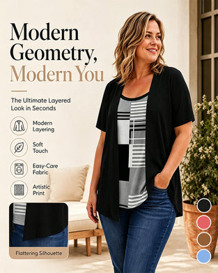 Blus Patchwork Falsk Tvådelad
