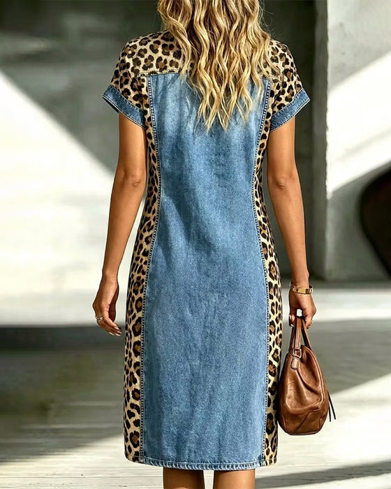 Klänning Kortärmad Leopard