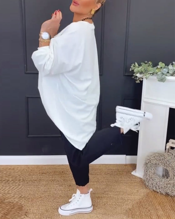 Topp Rund Hals Oregelbundet Boktryck