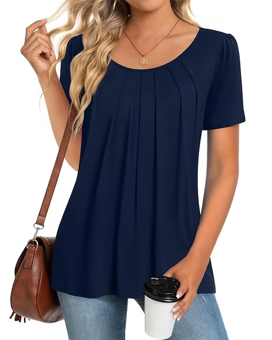 T-Shirt Veckad Casual Kort Ärm