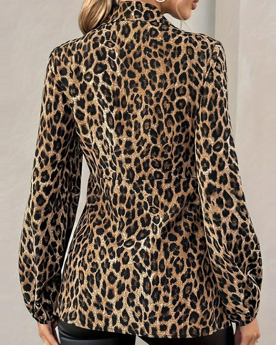 Top Leopard Tryck Krage Bandage Midja
