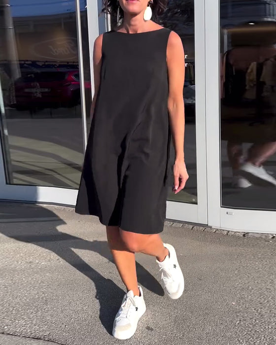 Klänning Ärmlös Enfärgad Shift