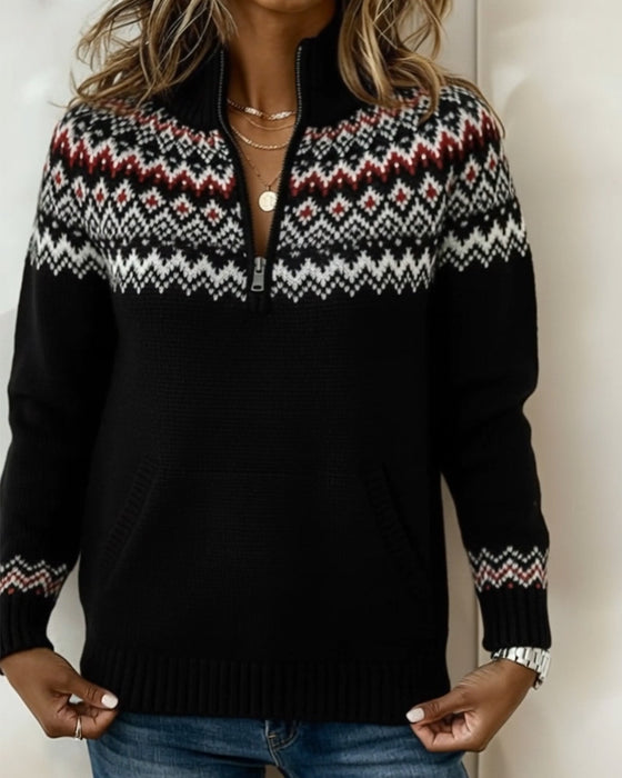 Tröja Vintage Halvblås Krage