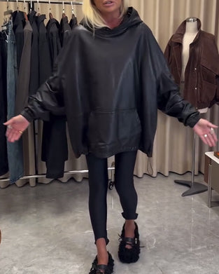 Lös Pu-Läder Hoodie