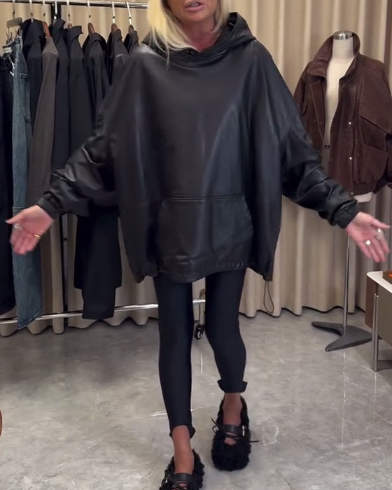 Lös Pu-Läder Hoodie