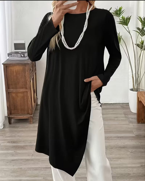 Top Asymmetrisk Midjelång Enfärgad